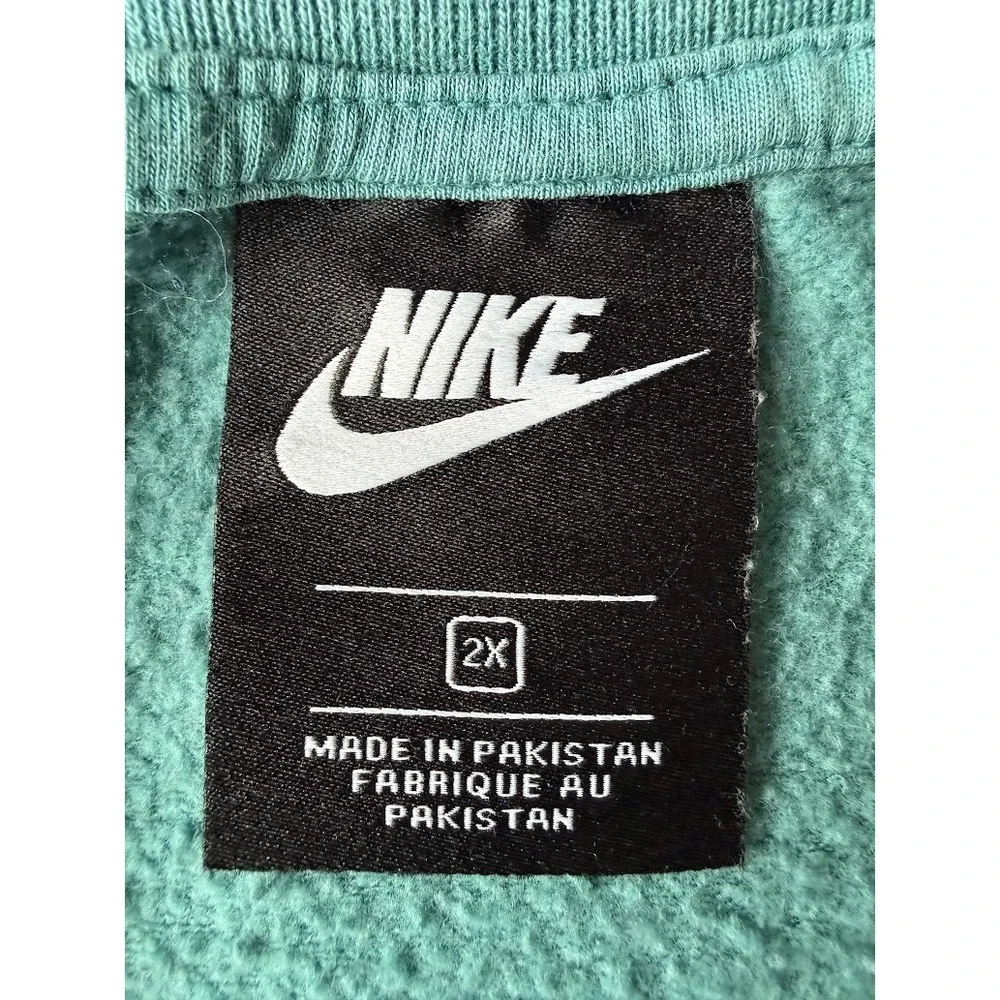 Nike Sweatshirt Men 2X Green Crew Neck Big Logo Pullover Casual Long Sleeve - Picture 11 of 13